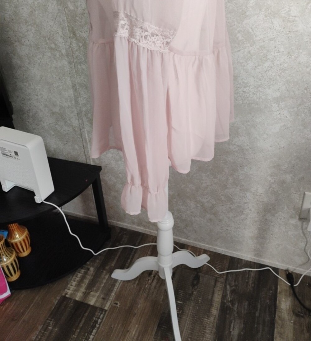 Free People Soft Blush Pink Lace Peasant Blouse with Neck Tie/Prairie, Fairy - Picture 6 of 13